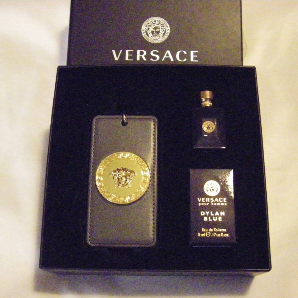 Versace Pour Homme Dylan Blue 0.17 oz. Eau de Toilette & Luggage Charm Boxed